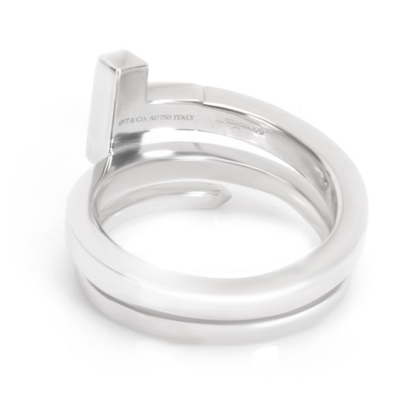 104051 bv Tiffany Co T Square Wrap Diamond Ring in 18K White Gold