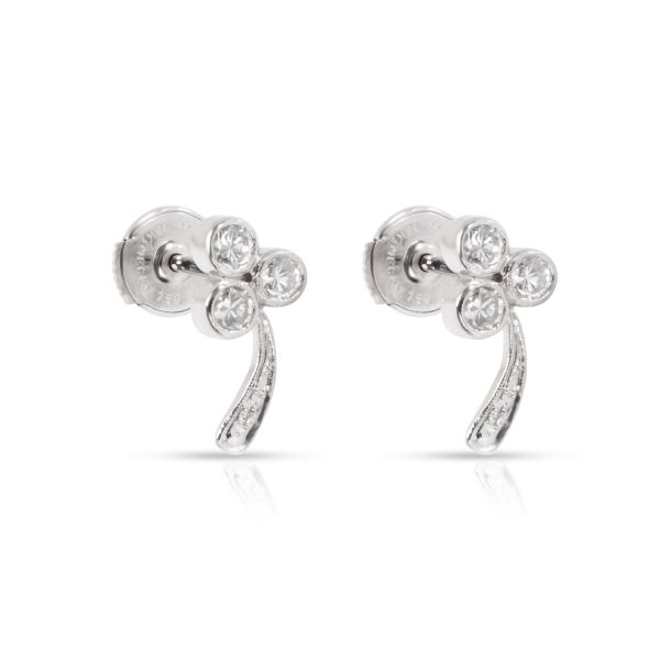 Diamond Three Leaf Clover Earrings in 18K White Gold 050 CTW Diamond Three Leaf Clover Earrings in 18K White Gold 050 CTW