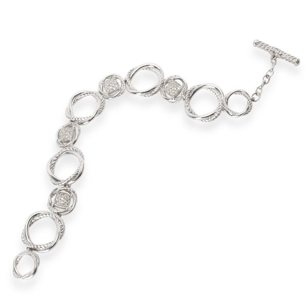 104095 pv David Yurman Infinity Diamond Toggle Bracelet in Sterling Silver 08 CTW