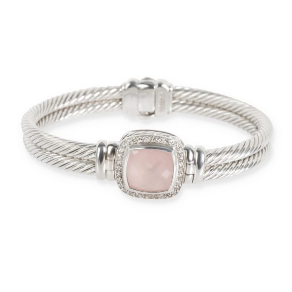 David Yurman Chalcedony Diamond Cable Bangle in Sterling Silver 04 CTW David Yurman Chalcedony Diamond Cable Bangle in Sterling Silver 04 CTW