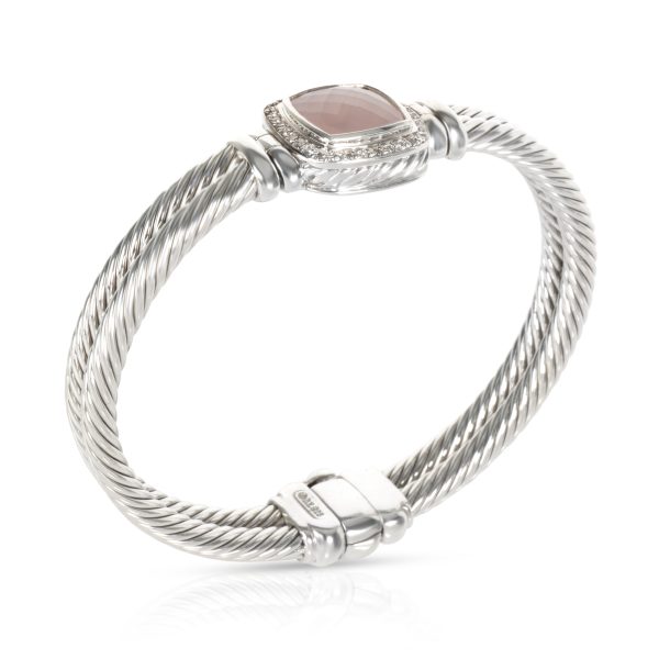 104117 pv David Yurman Chalcedony Diamond Cable Bangle in Sterling Silver 04 CTW