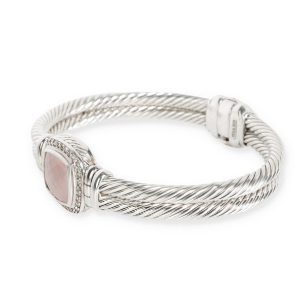 104117 sv David Yurman Chalcedony Diamond Cable Bangle in Sterling Silver 04 CTW