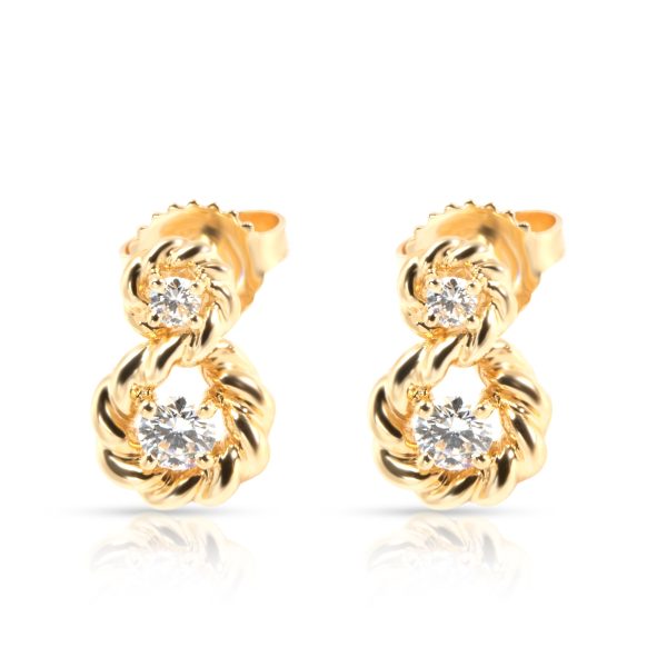 Tiffany Co Vintage Twisted Rope Infinity Diamond Earrings in 18K Gold 028ctw Tiffany Co Vintage Twisted Rope Infinity Diamond Earrings in 18K Gold 028ctw