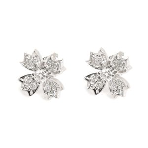 Tiffany Co Diamond Flower Earrings in Platinum 046 CTW Fendi Continental Wallet Long Wallet Calf Leather Black