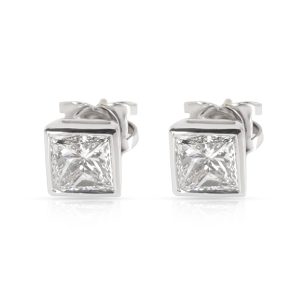 GIA Certified Princess Cut Bezel Diamond Studs in 18K White Gold 151 CTW GVVS1 Chanel Matelasse Decacoco Patent Briefcase Black