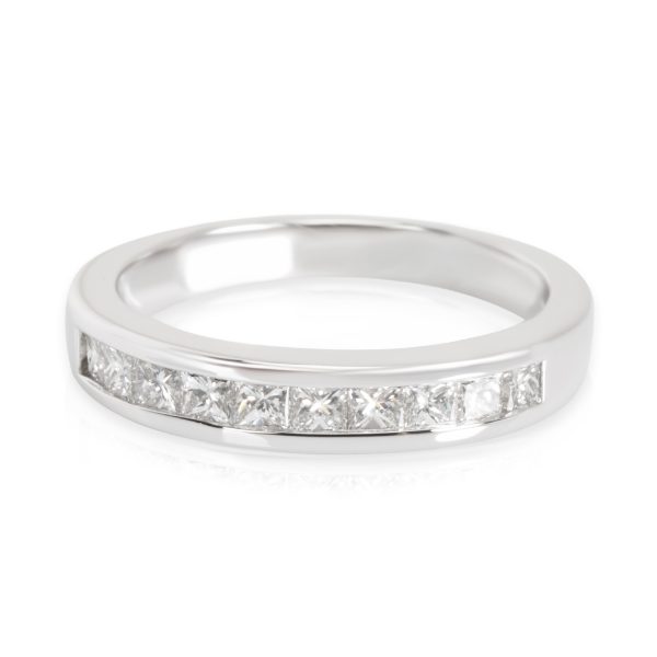 Rings Channel Set Princess Cut Diamond Wedding Band in 14K White Gold 060 CTW