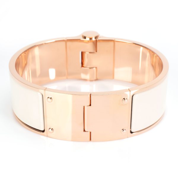 104250 bv e73f205f a975 4e9c a982 86219af5b966 Hermes Hinged Rose Gold Enamel Bracelet