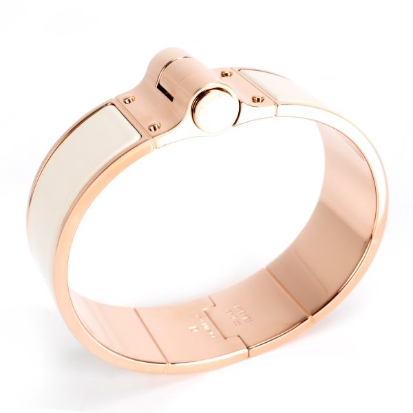 104250 pv 854db16a 34b7 4619 9a54 e1f7671c1c67 Hermes Hinged Rose Gold Enamel Bracelet