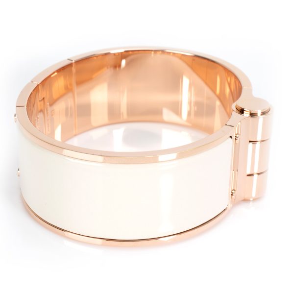 104250 sv f6fc8087 7f74 4966 a610 bdc45761ea41 Hermes Hinged Rose Gold Enamel Bracelet