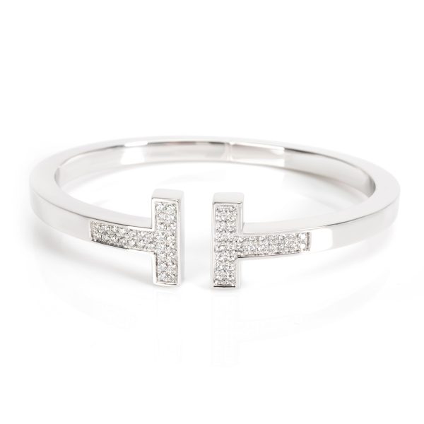 Tiffany Co T Collection Square Diamond Bracelet in 18K White Gold 100 CTW Tiffany Co T Collection Square Diamond Bracelet in 18K White Gold 100 CTW