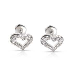 Piaget Diamond Heart Stud Earrings in 18K White Gold 022 CTW Bottega Veneta Intrecciato Leather Tote Bag Khaki