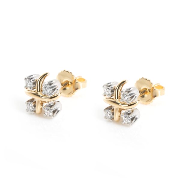 104341 sv Tiffany Co Shlumberger Lynn Diamond Earring in 18K Yellow Gold 028 ctw