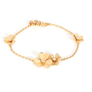 Van Cleef Arpels Frivole Diamond Bracelet in Yellow Gold 061 CTW CHANEL Chain Shoulder Bag Handbag Red Caviar Skin