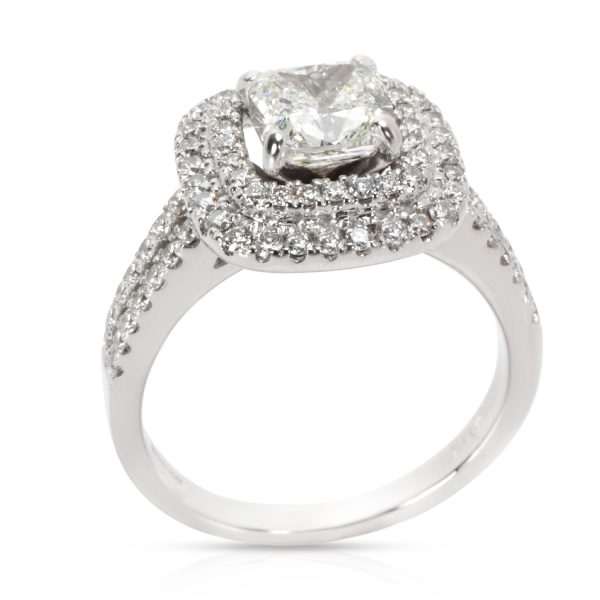 Rings Scott K Cushion Diamond Halo Engagement Ring in 18K White Gold 225 CTW