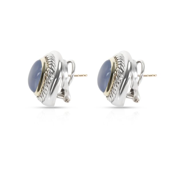 104382 sv David Yurman Chalcedony Earrings in Sterling SIlver Gold