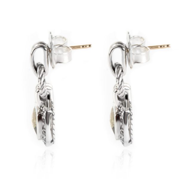 104398 sv David Yurman Renaissance Prasiolite Diamond Earrings in Sterling Silver