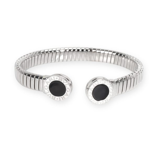 Bulgari Tubogas Onyx Cuff Bangle in Stainless Steel Bulgari Tubogas Onyx Cuff Bangle in Stainless Steel