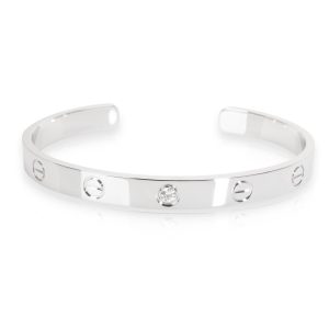 Cartier Love Diamond Cuff in 18KT White Gold Size 17 Louis Vuitton Pochette Felicie Empreinte Leather Navy