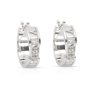 Tiffany Co Atlas Diamond Hoop Earrings in 18KT White Gold 02 CTW Cart