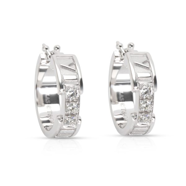 Tiffany Co Atlas Diamond Hoop Earrings in 18KT White Gold 02 CTW Tiffany Co Atlas Diamond Hoop Earrings in 18KT White Gold 02 CTW