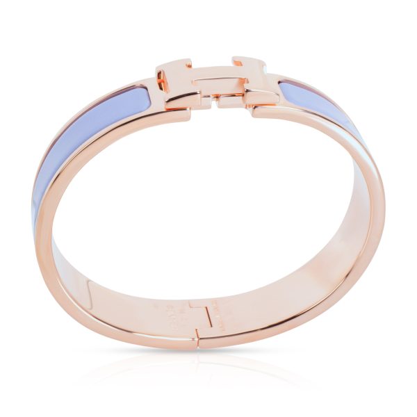 104546 pv 9eed30a4 9b19 48da 9df5 c17620ee8de1 Hermes Clic H Rose Gold Plated Hardware Lavender Bracelet