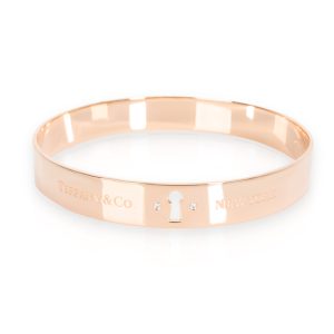 Tiffany Co Keyhole Diamond Bangle in 18KT Rose Gold 002 CTW Christian Dior Handbag Leather Navy