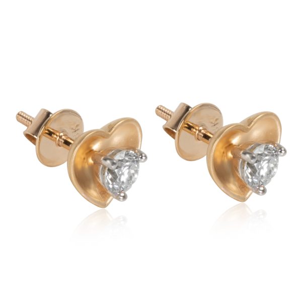 104633 bv Heart Profile Diamond Stud Earrings in 18K Yellow Gold 06 CTW