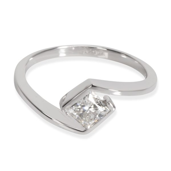 Gemma Princess Cut Bypass Diamond Ring in 18K White Gold H I VS1 052 CT