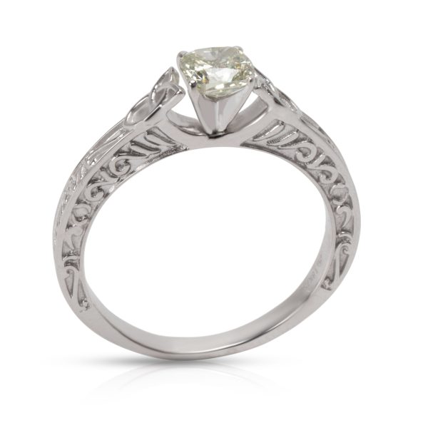 Lindesfarne Scrolling Shank Diamond Ring in 18K White Gold O P VS2 SI1 051 CTW Lindesfarne Scrolling Shank Diamond Ring in 18K White Gold O P VS2 SI1 051 CTW