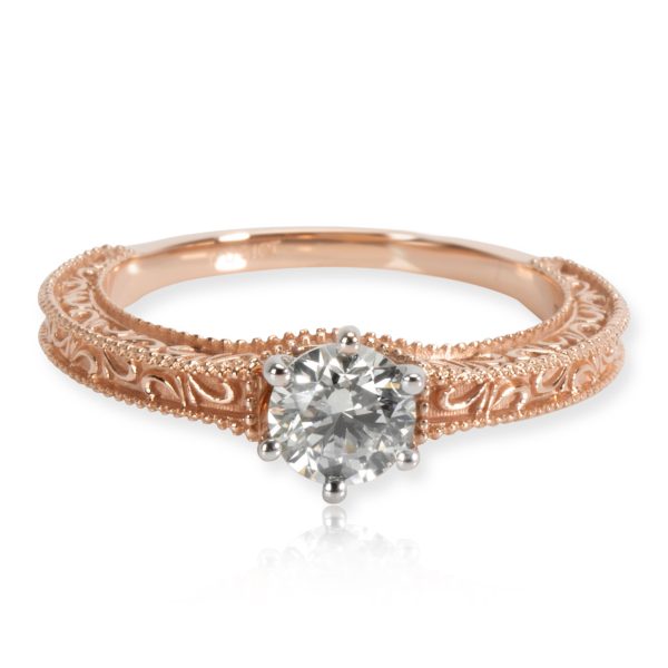 Gemma Round Cut Diamond Ring in 18K Rose Gold J K VS 051 CTW