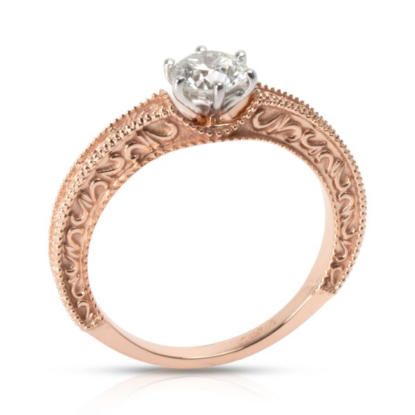 Rings Round Cut Diamond Ring in 18K Rose Gold J K VS 051 CTW