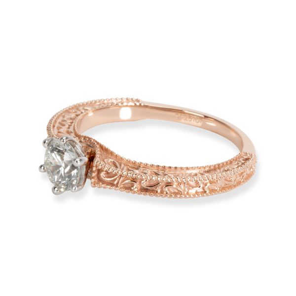 Rose Gold Ring Round Cut Diamond Ring in 18K Rose Gold J K VS 051 CTW