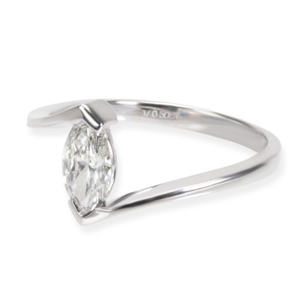 White Gold Ring Marquise Diamond Bypass Ring in 18K White Gold 05 CTW