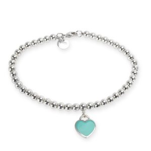 Tiffany Co Mini Heart Tag Bead Bracelet in Sterling Silver Louis Vuitton Emplant Montaigne MM Noir 2WAY Bag Black