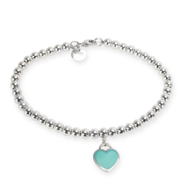 Tiffany Co Mini Heart Tag Bead Bracelet in Sterling Silver Tiffany Co Mini Heart Tag Bead Bracelet in Sterling Silver