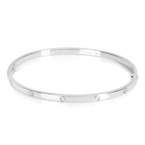 Cartier Love Bracelet Small in 18K White Gold Size 20 Hermès Ébène Clemence Etrivière 42 Belt 70