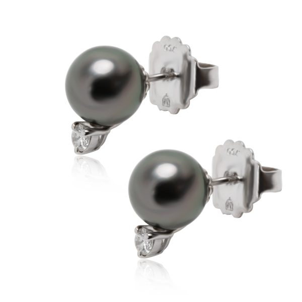 104804 sv f1af5e31 9939 4b1b a8df a20722e64dfb Mikimoto Tahitian Pearl Diamond Stud Earrings in 18K White Gold 020 CTW