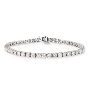 Diamond Tennis Bracelet in 14K White Gold 423 CTW Louis Vuitton Grand Palais Monogram Shoulder Handbag Tourtrail Beige