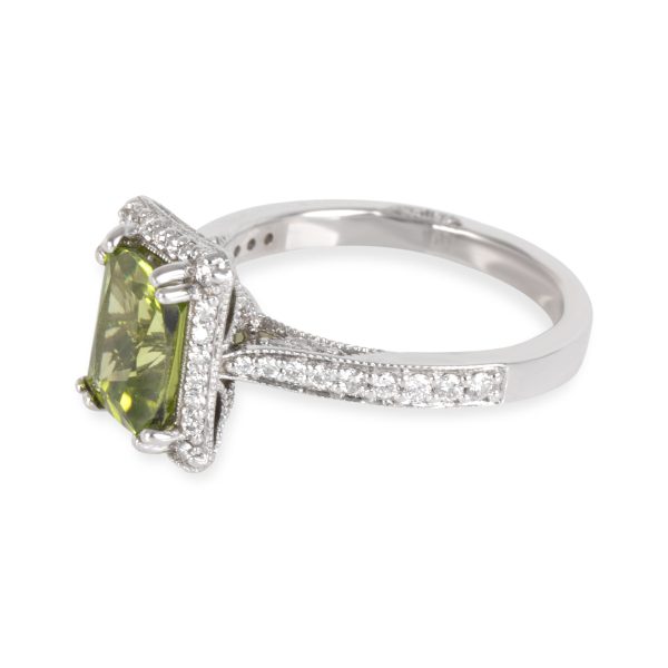 Gemma by WP Diamonds Cushion Peridot Diamond Ring in 14K White Gold 033 CTW