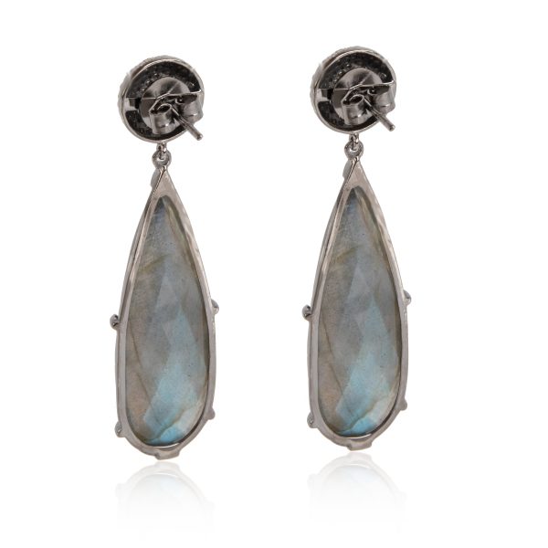 105101 bv Sheryl Lowe Spike Earrings with Labradorite Diamond in Sterling Silver 05 CTW