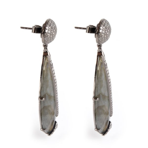 105101 sv Sheryl Lowe Spike Earrings with Labradorite Diamond in Sterling Silver 05 CTW