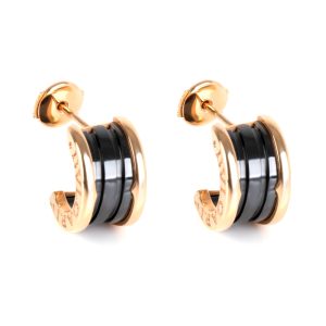 Bulgari Bzero1 Black Ceramic Hoop Earrings in 18K Rose Gold Louis Vuitton Josephine Wallet Long Damier Azur