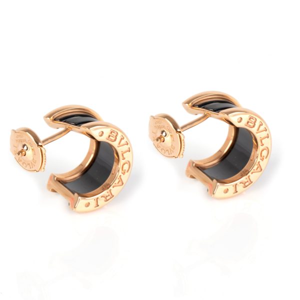 105121 sv Bulgari Bzero1 Black Ceramic Hoop Earrings in 18K Rose Gold