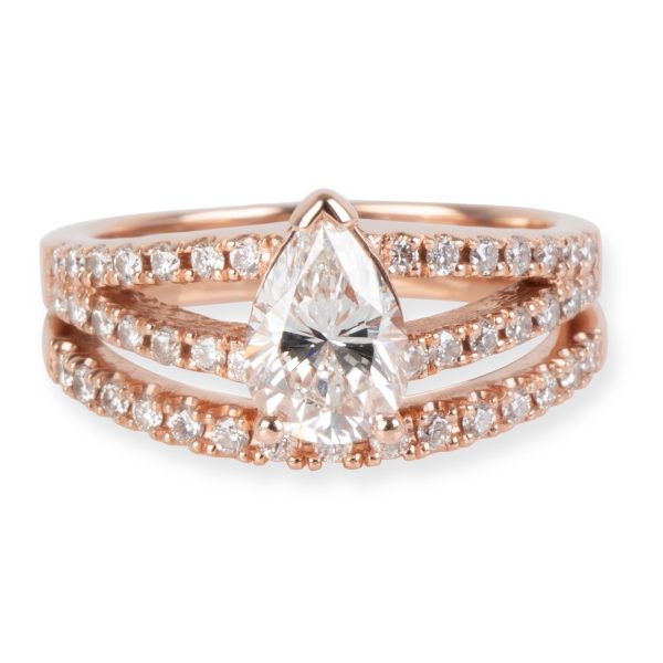 Gemma Pear Shape Diamond Engagement Ring in 14K Rose Gold G VS2 146 CTW