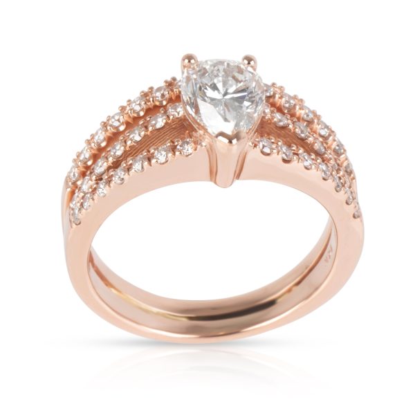 Pear Shape Diamond Engagement Ring in 14K Rose Gold G VS2 146 CTW Pear Shape Diamond Engagement Ring in 14K Rose Gold G VS2 146 CTW