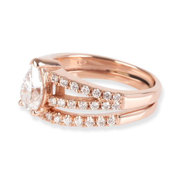 Rose Gold Engagement Ring Pear Shape Diamond Engagement Ring in 14K Rose Gold G VS2 146 CTW