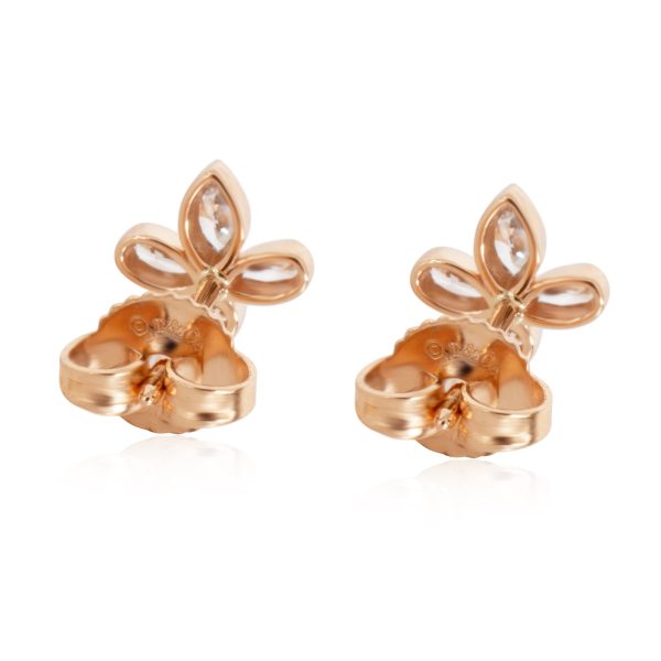 105170 bv Tiffany Co Fleur de Lis Diamond Stud Earring in 18k Rose Gold 019 CTW