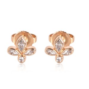 Tiffany Co Fleur de Lis Diamond Stud Earring in 18k Rose Gold 019 CTW Cart