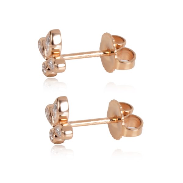 105170 sv Tiffany Co Fleur de Lis Diamond Stud Earring in 18k Rose Gold 019 CTW