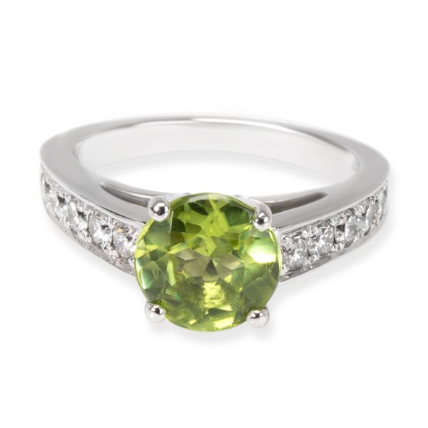 myGemma Peridot Diamond Gemstone Ring in Platinum Green 07 CTW